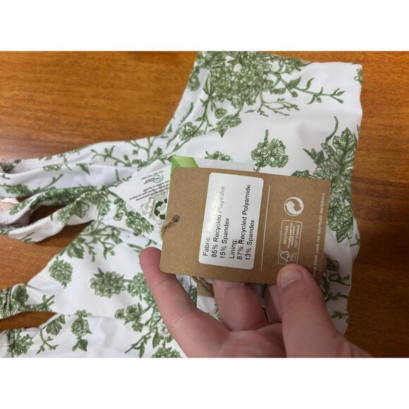 Berlook Bikini Swimsuit Women's Size Large White Green NWT Regency Cottagecore - Picture 5 of 5